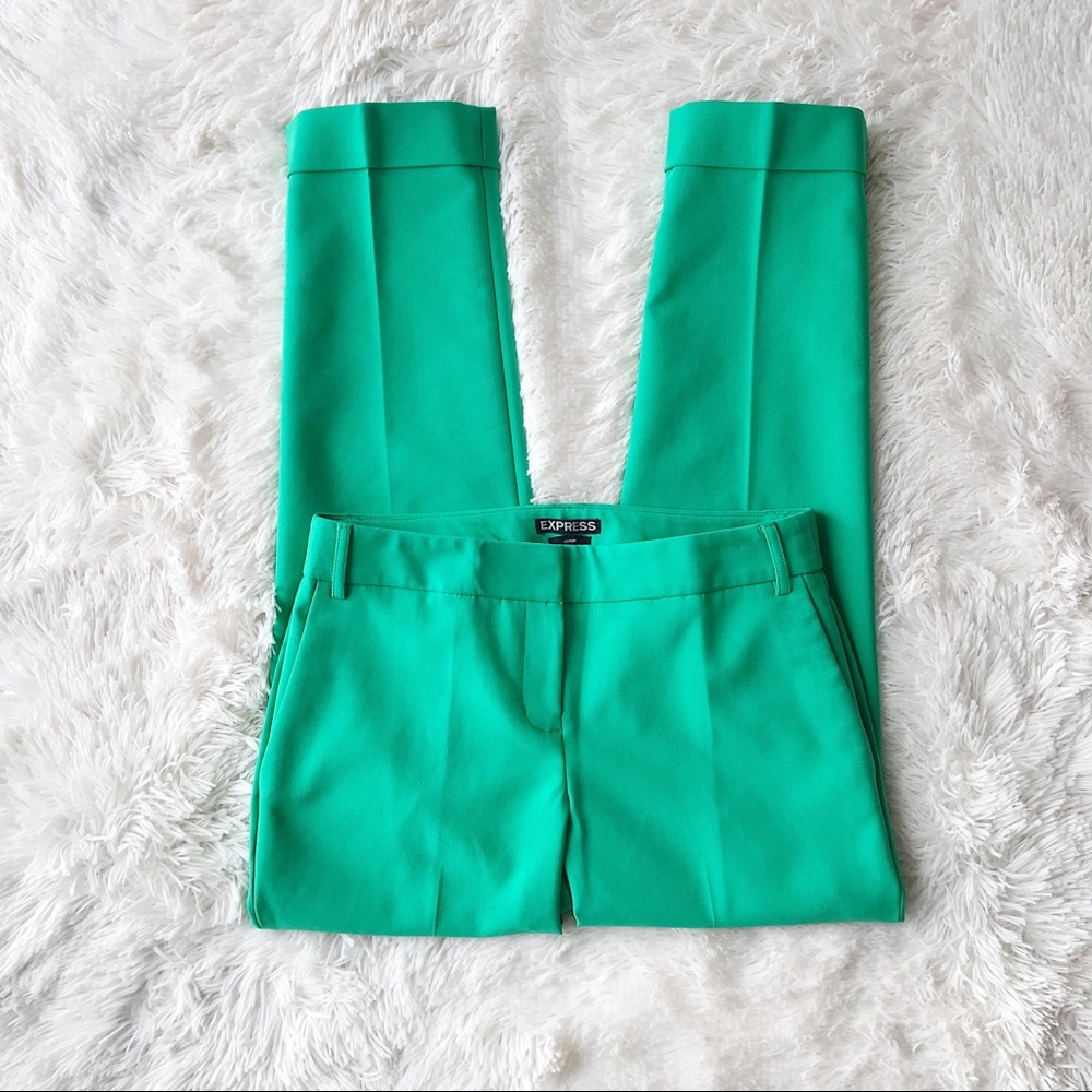 Express Bright Green Cropped Dress Pants 0R